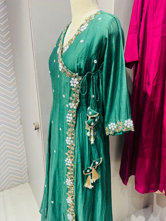 Mul Chanderi Angrakha Anarkali Set